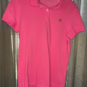 Lilly Pulitzer Hot Pink Polo with Green Script Logo